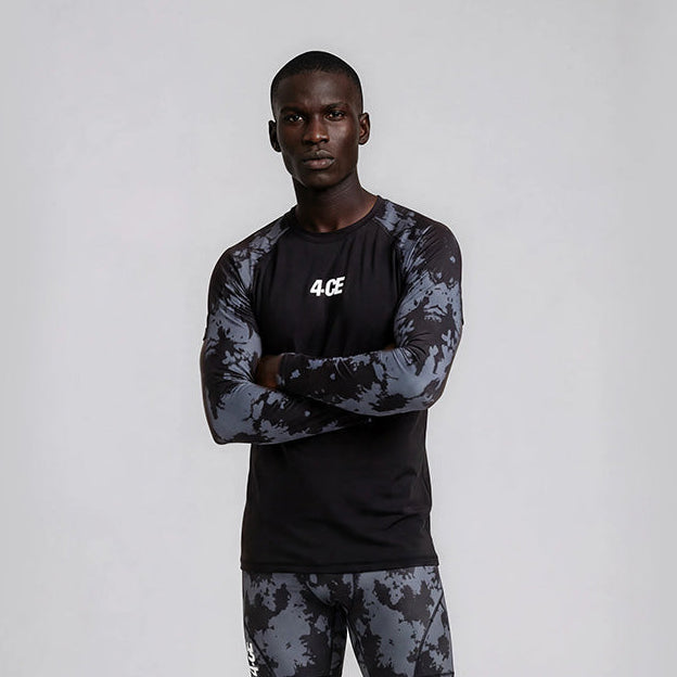 Raglan Long Sleeve Rash Guard - Black/Tie Dye