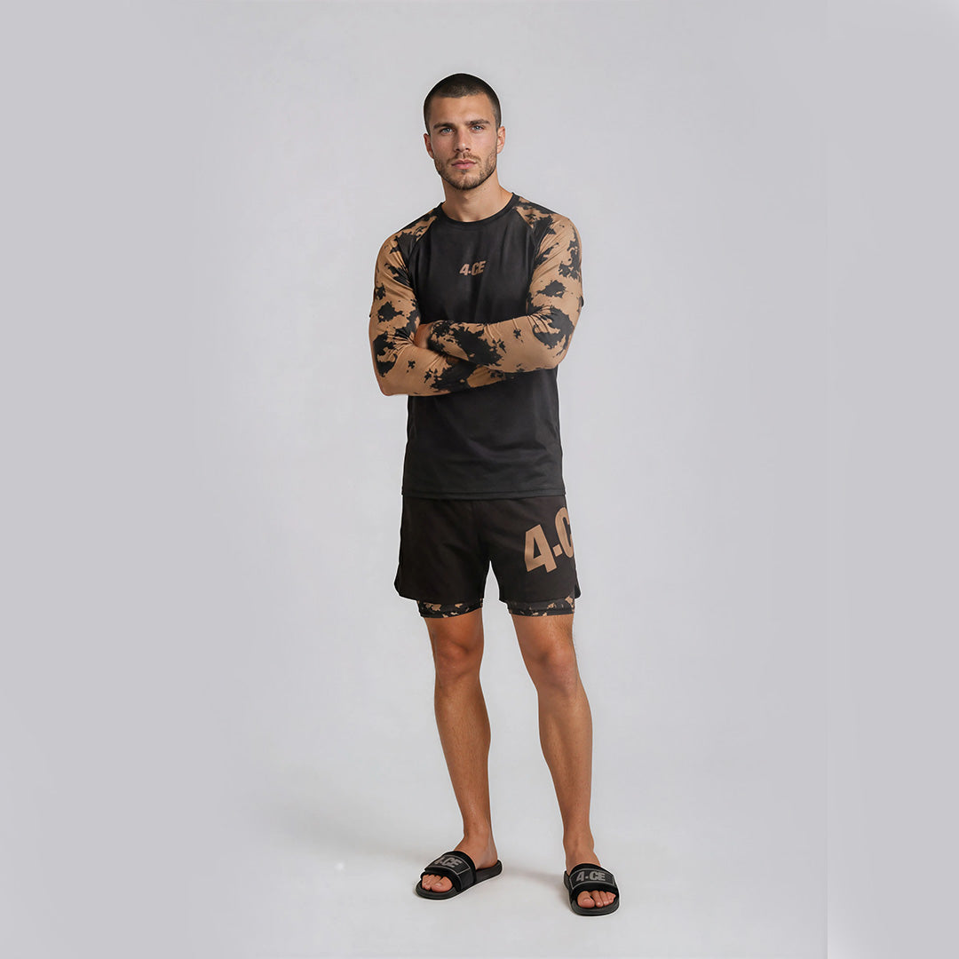 Ranked LS Rash Guard  - Brown/Tie Dye