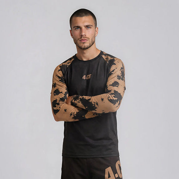 Ranked LS Rash Guard  - Brown/Tie Dye