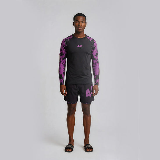 Raglan Long Sleeve Rash Guard - Purple/Tie Dye
