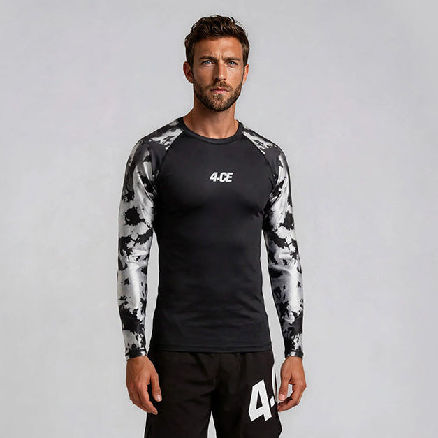 Raglan Long Sleeve Rash Guard - White/Tie Dye | Fight Wear | 4CE
