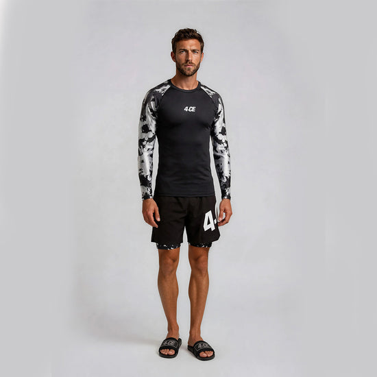 Raglan Long Sleeve Rash Guard - White/Tie Dye