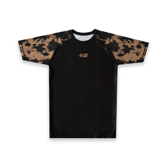 Raglan Short Sleeve Rash Guard - Brown/Tie Dye