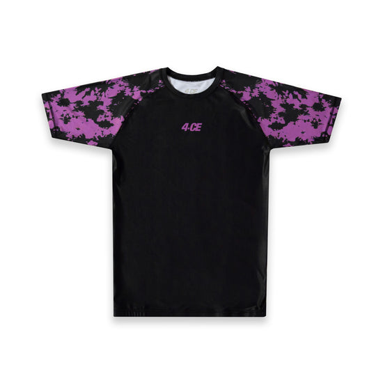 Raglan Short Sleeve Rash Guard - Purple/Tie Dye