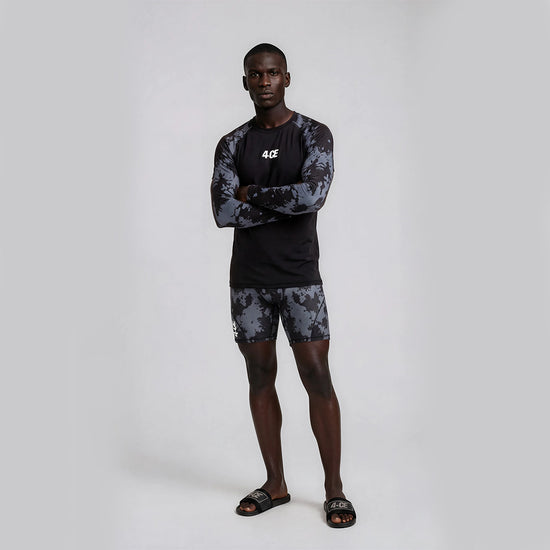 Raglan Long Sleeve Rash Guard - Black/Tie Dye