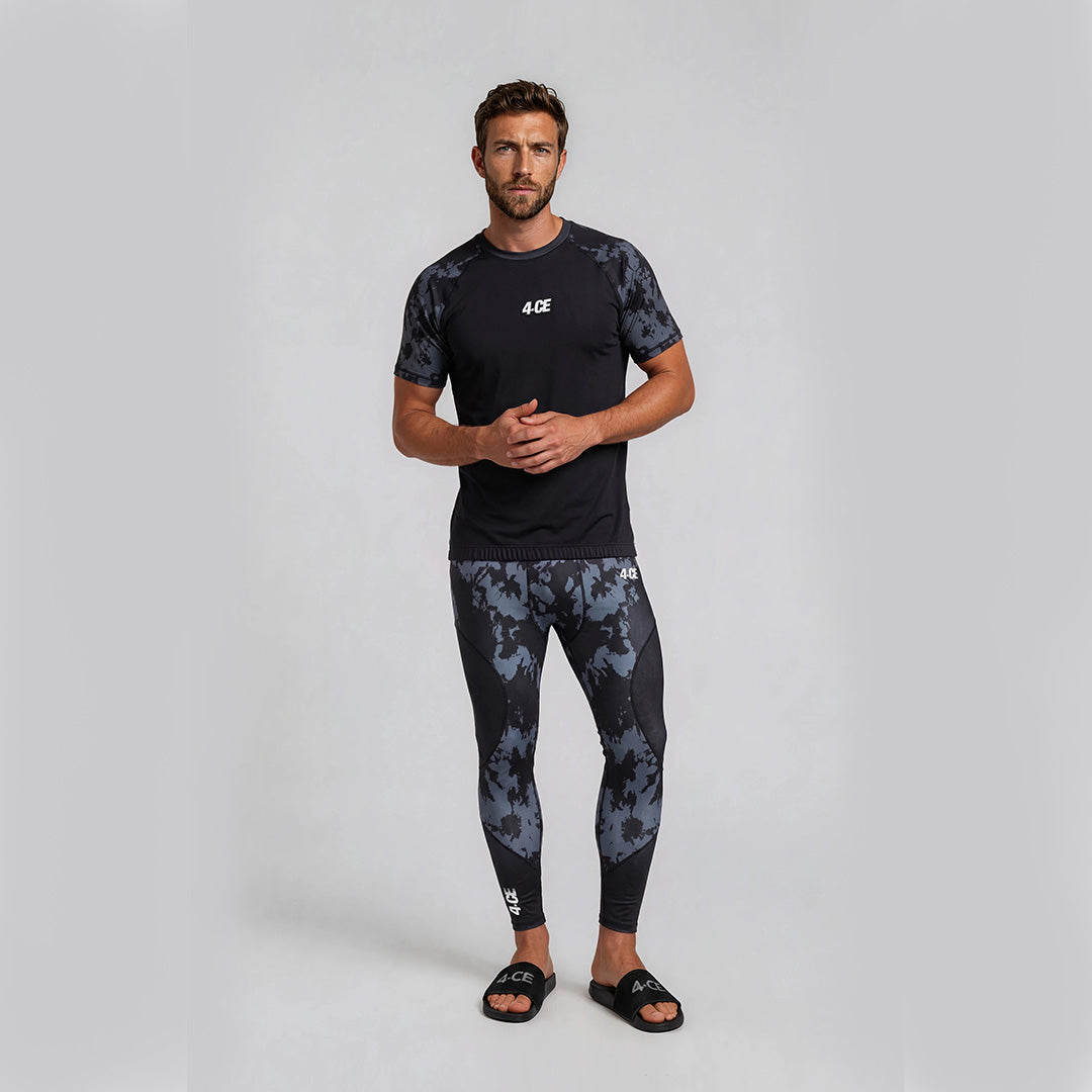 Raglan Short Sleeve Rash Guard - Black/Tie Dye