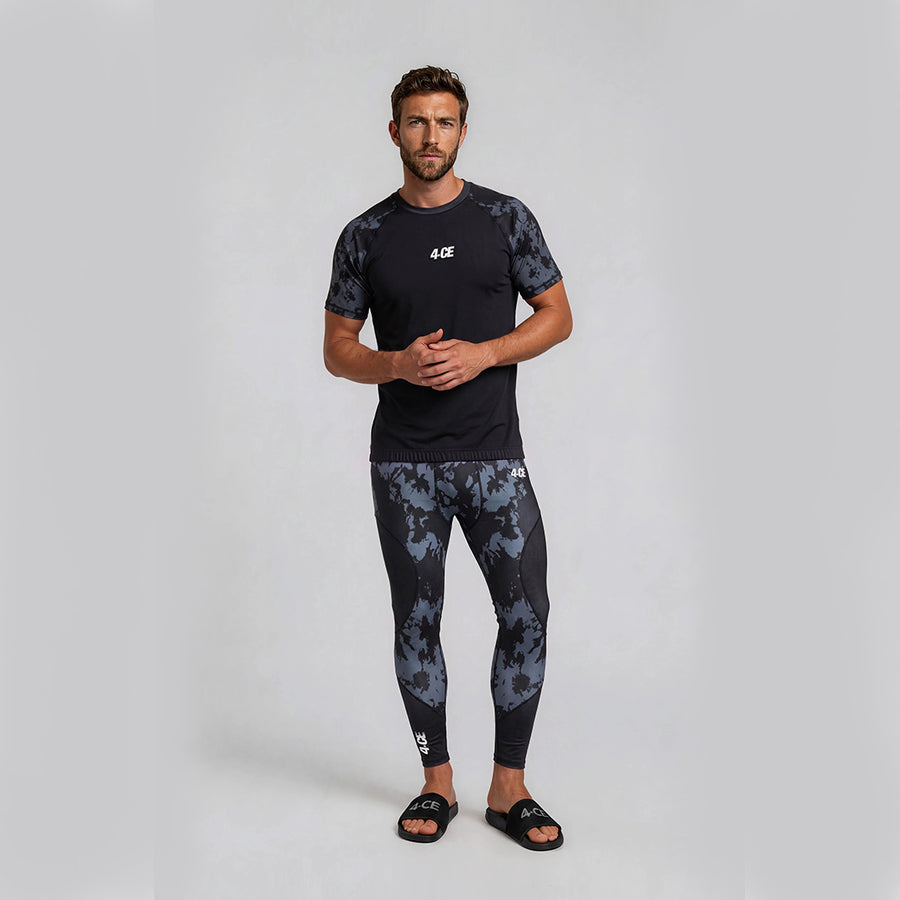 Raglan Short Sleeve Rash Guard - Black/Tie Dye