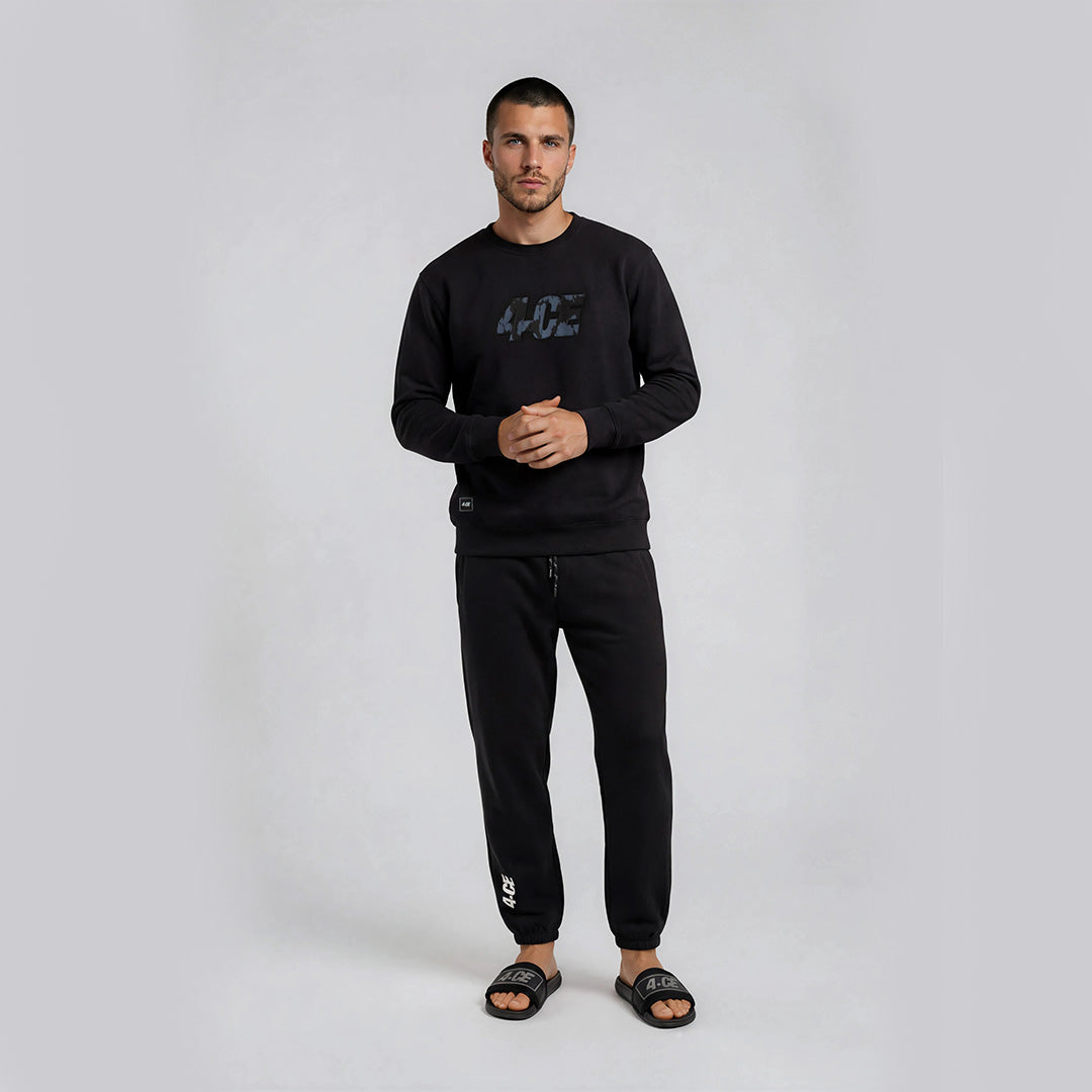 Tie Dye Applique Sweatshirt - Black