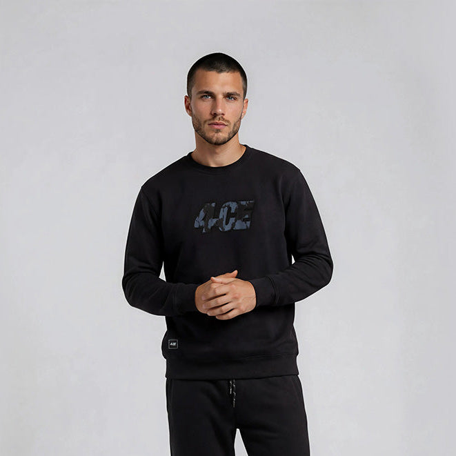 Tie Dye Applique Sweatshirt - Black