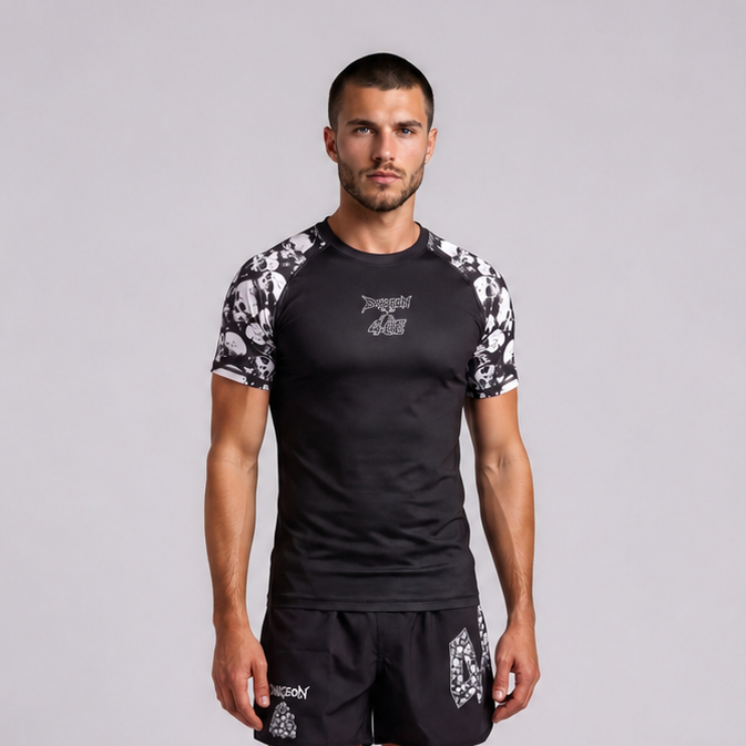 Dungeon X 4CE Short Sleeve Rash Guard - Black